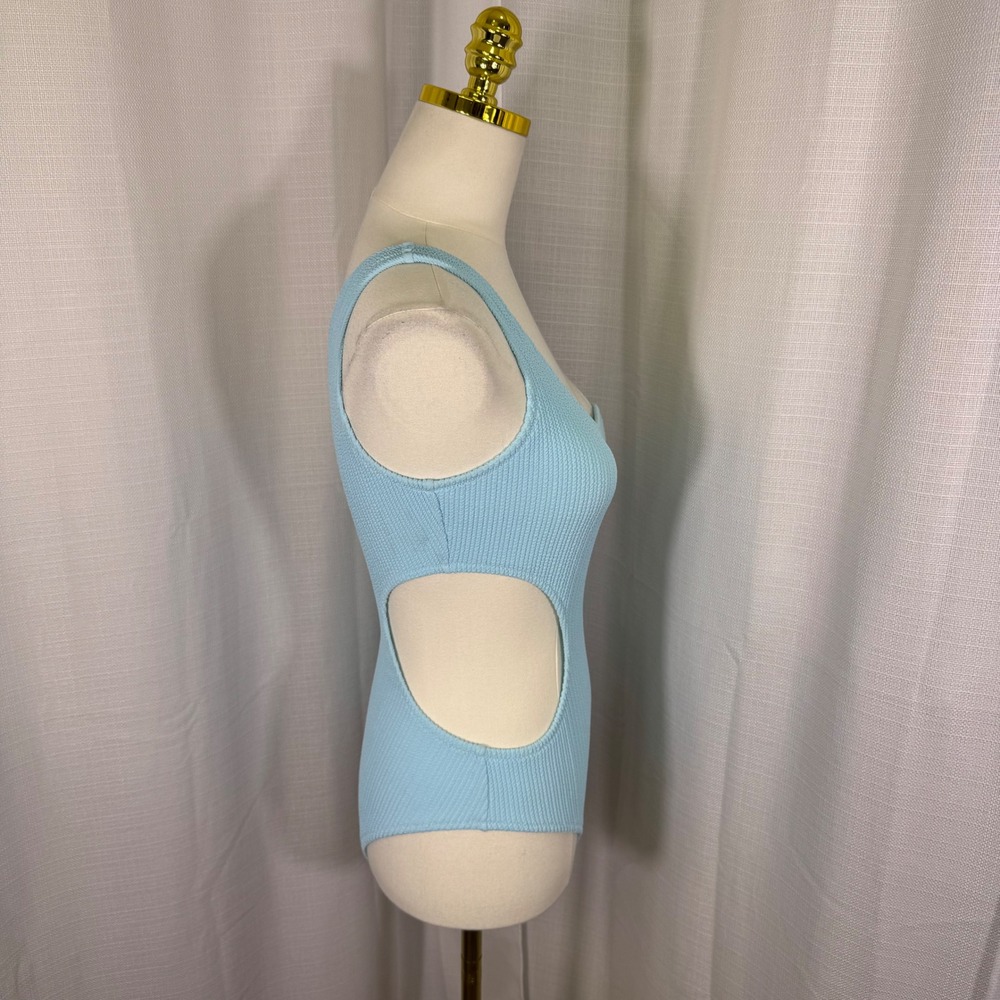 NEW PINK Victoria's Secret One Piece Swimsuit Women S Blue Cutout One Shoulder - Picture 15 of 15
